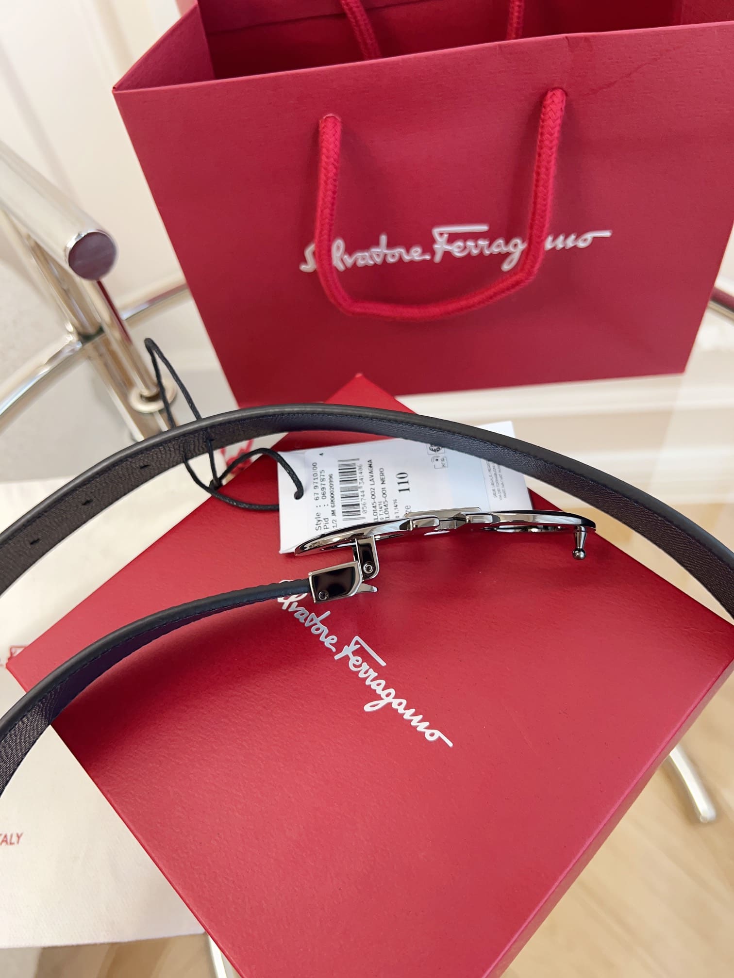 DÂY LƯNG Salvatore Ferragamo Adjustable Gancini Belt Khóa bạc