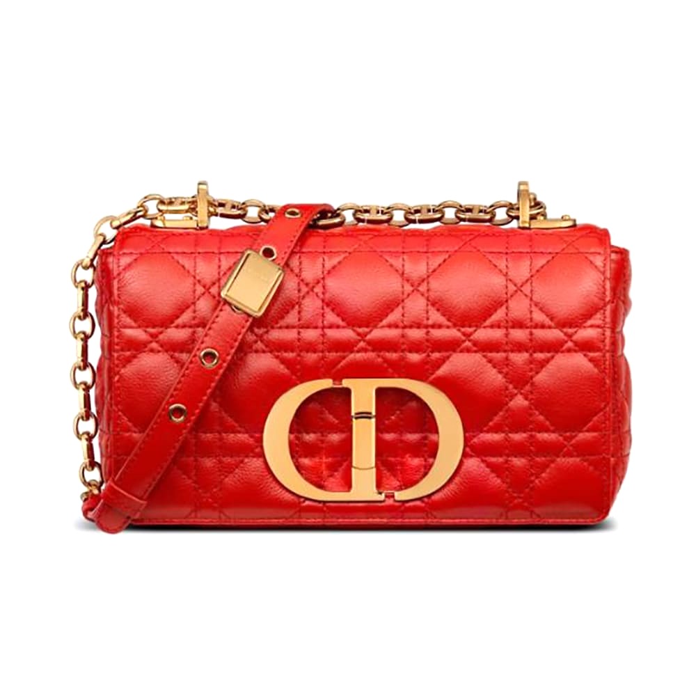 TÚI Dior Women Small Dior Caro Bag Supple Cannage Calfskin-Red Top Quality