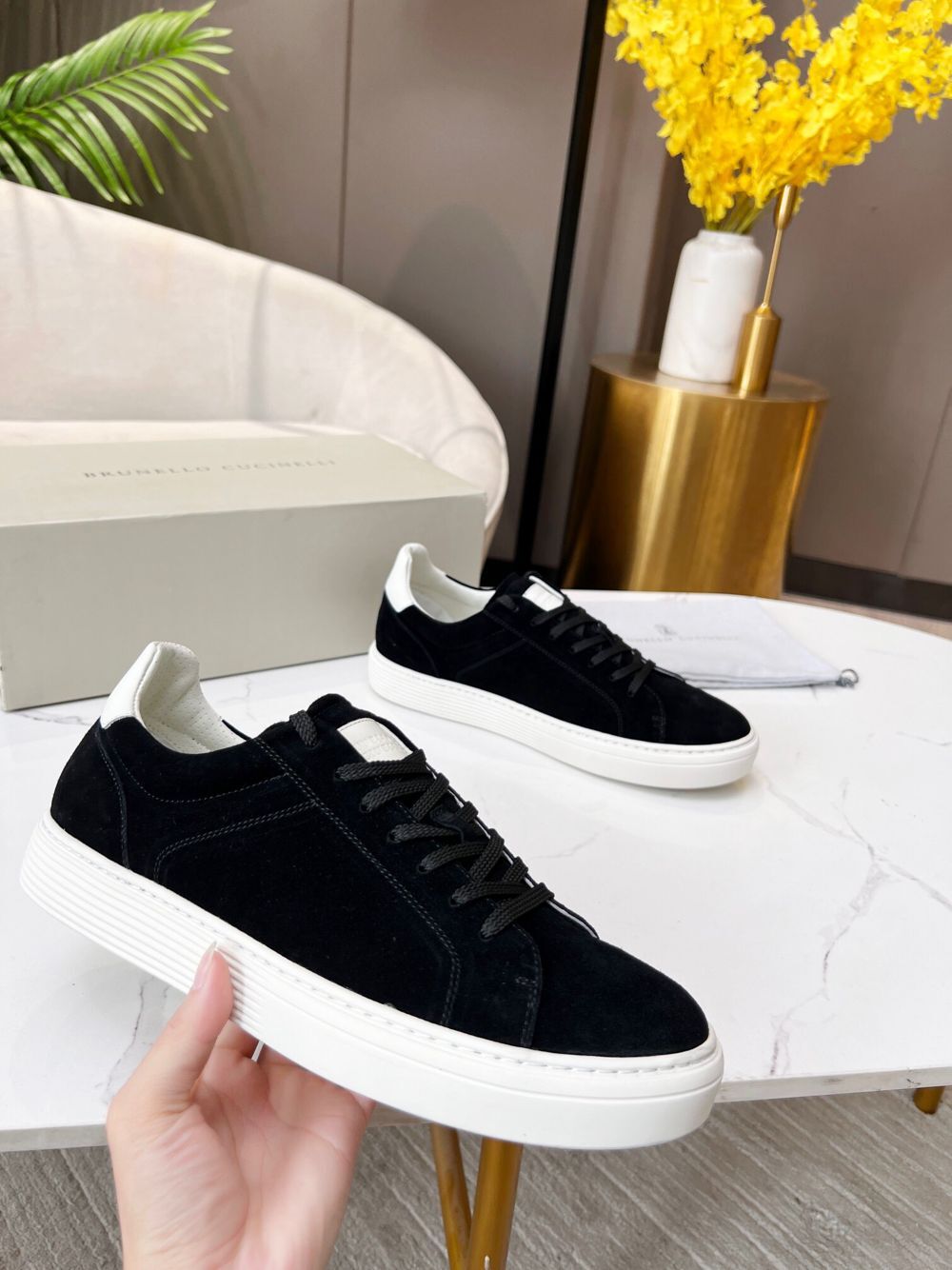 GIÀY BRUNELLO CUCINELLI Suede Black Sneaker shoes