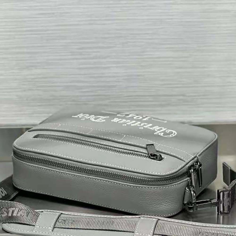 TÚI DIOR Safari Messenger Bag Dior Gray Grained Calfskin with Christian Dior 1947 Signature