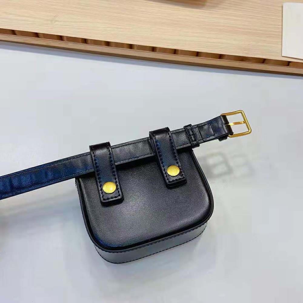 DÂY LƯNG Celine Women Belt Bag Triomphe Belt in Shiny Calfskin-Black