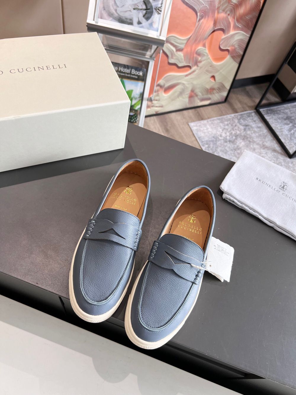 GIÀY BRUNELLO CUCINELLI Leather Blue loafer shoes