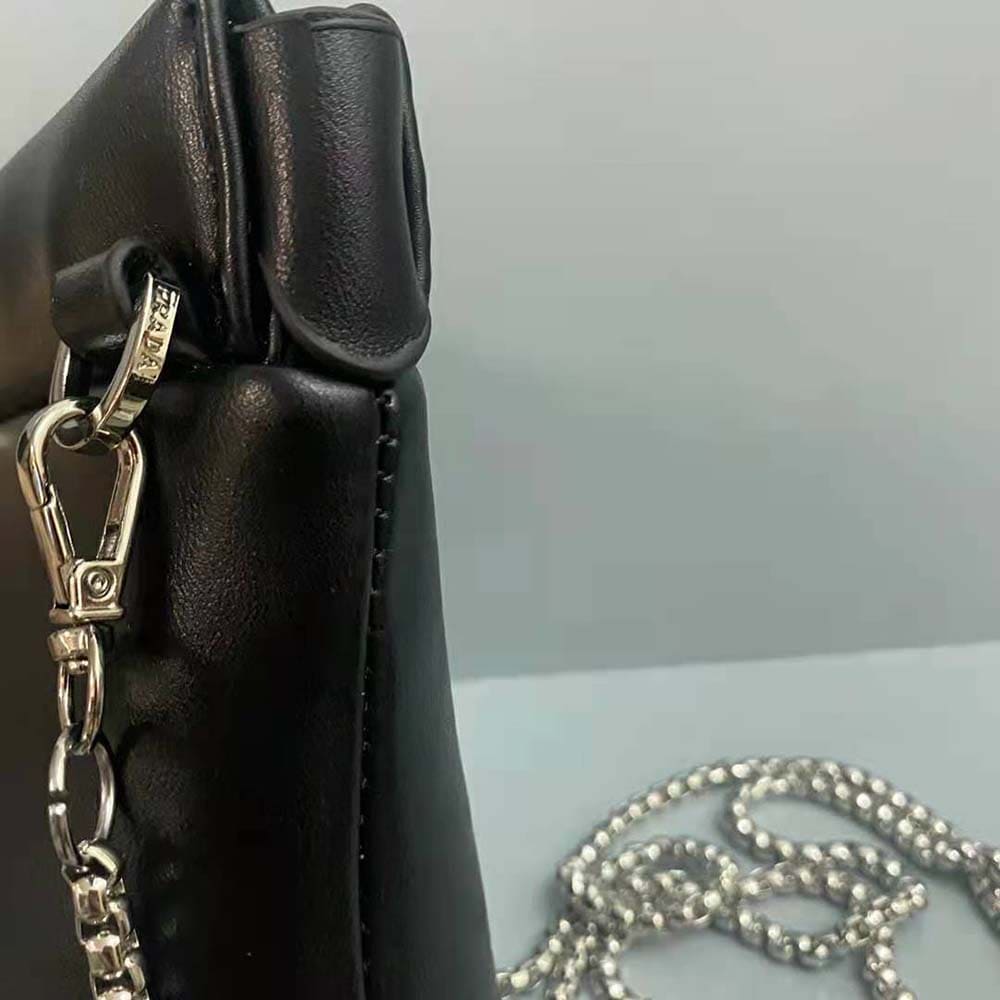 TÚI Prada Women Nappa Leather Mini-pouch with Necklace-Black