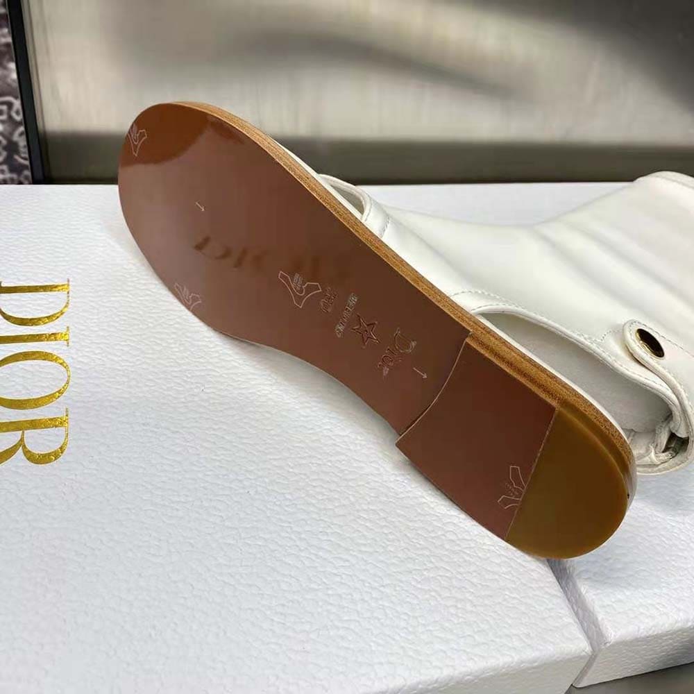 GIÀY Dior Women Spirit Thong Sandal White Lambskin