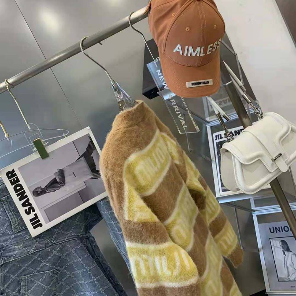 ÁO Miu Miu Women Oversized Mohair Cardigan with Intarsia Logo-Yellow
