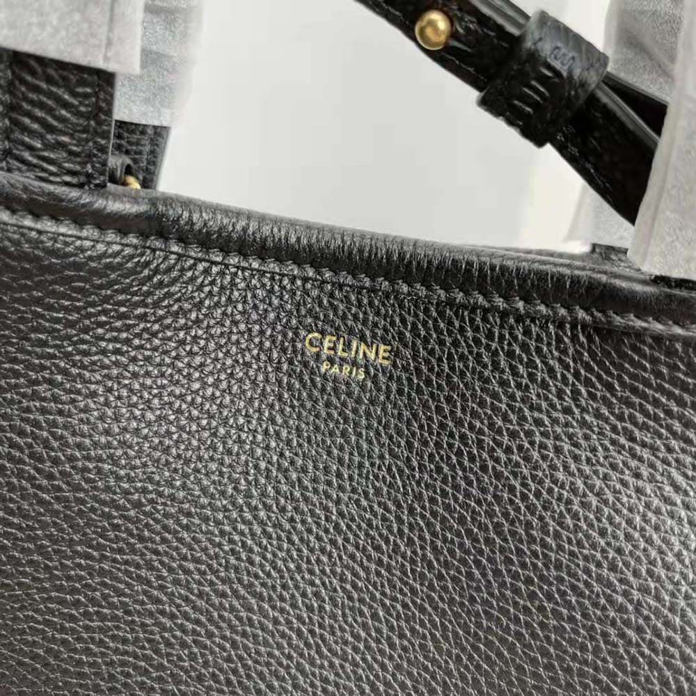 TÚI Celine Women Small Folded Cabas in Grained Calfskin-Black