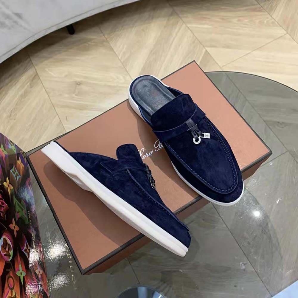 GIÀY Loro Piana Unisex Babouche Charms Walk Loafers-Navy