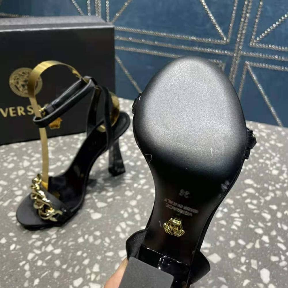 GIÀY Versace Women Medusa Chain High Heel Sandals-Black