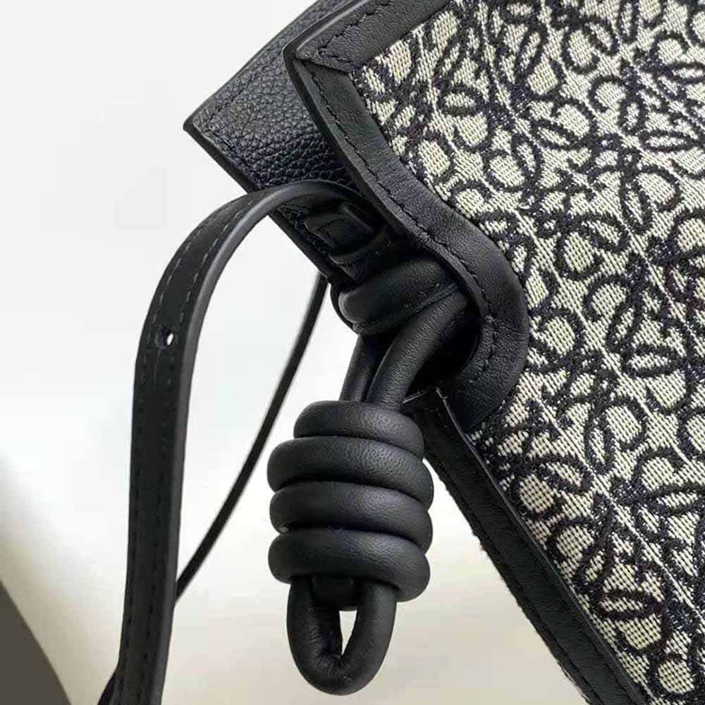 TÚI LOEWE Mini Flamenco Clutch in Anagram Jacquard and Calfskin-Black