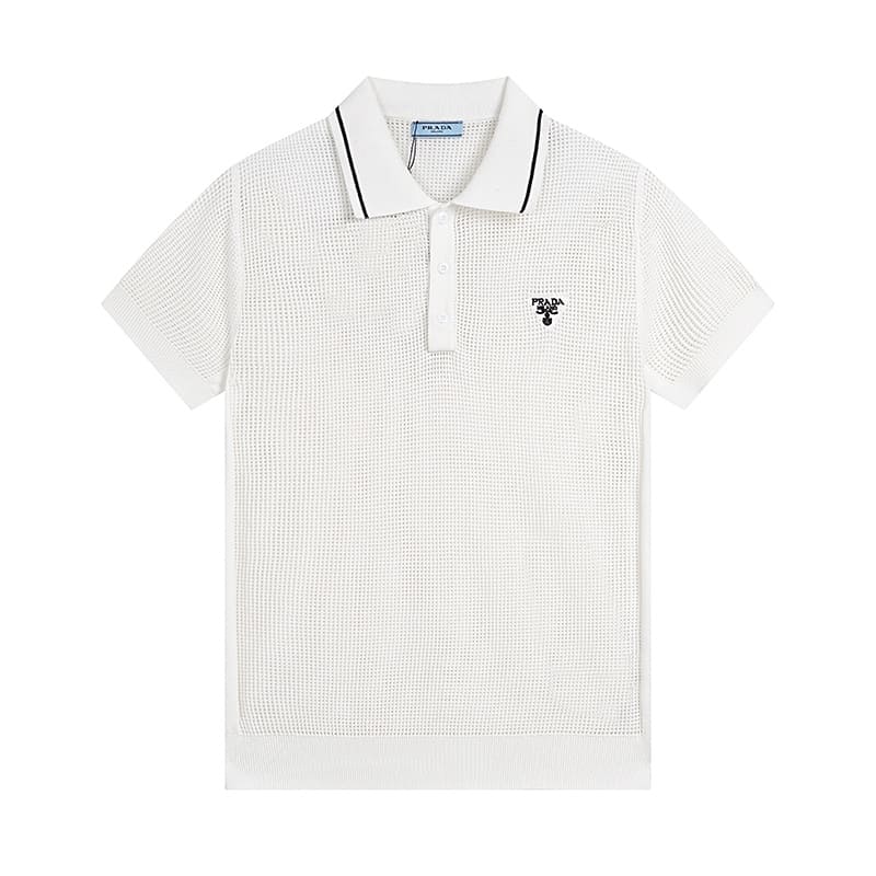 ÁO PRADA POLO SHIRT MESH MÀU TRẮNG UNISEX