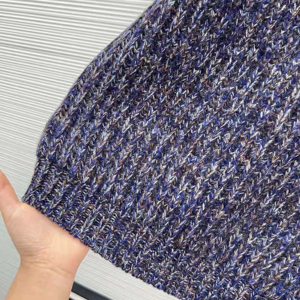 ÁO Miu Miu Women Wool Sweater with Knit Logo Patch-Blue