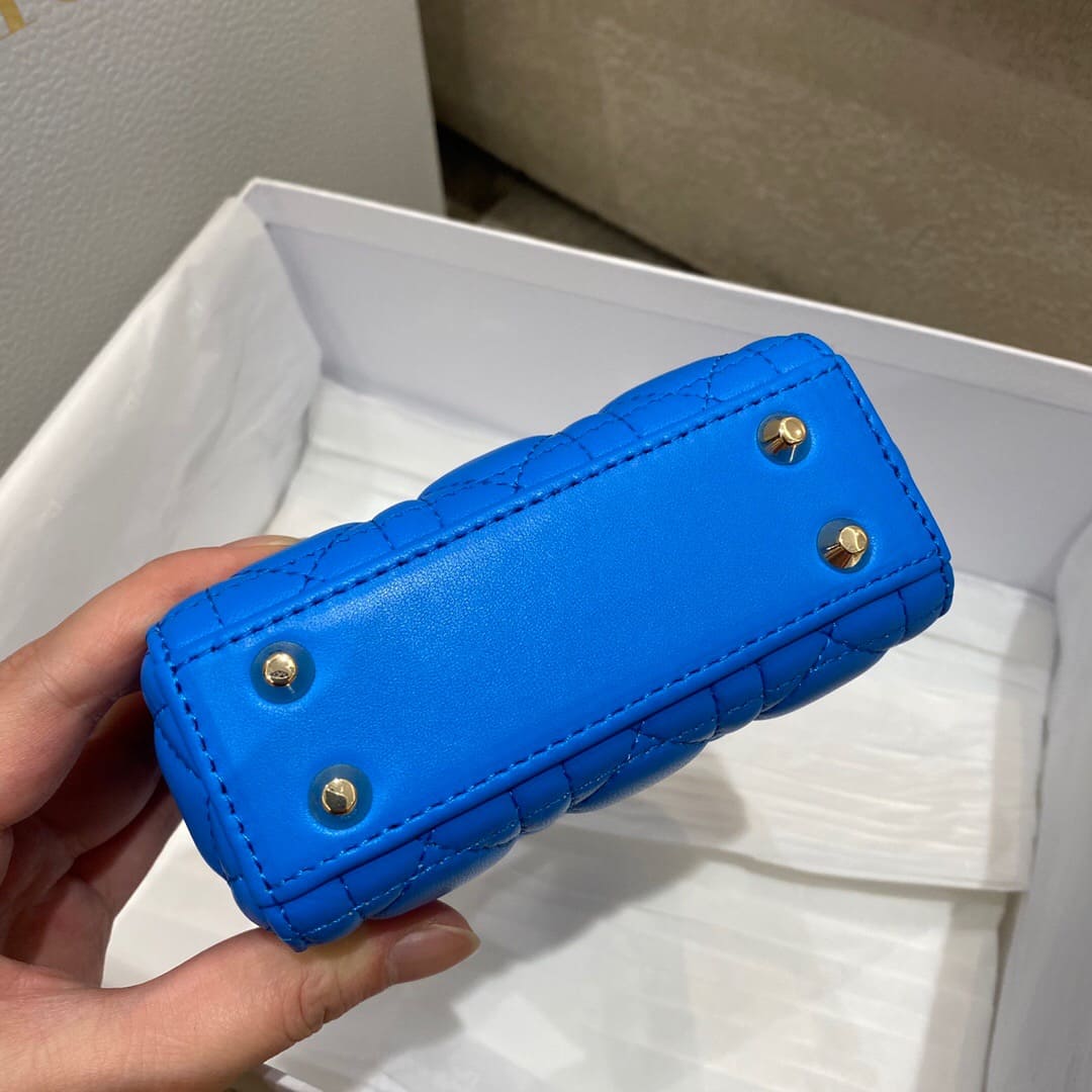 TÚI CHRISTIAN DIOR Women Micro Lady Dior Bag Blue Cannage Lambskin