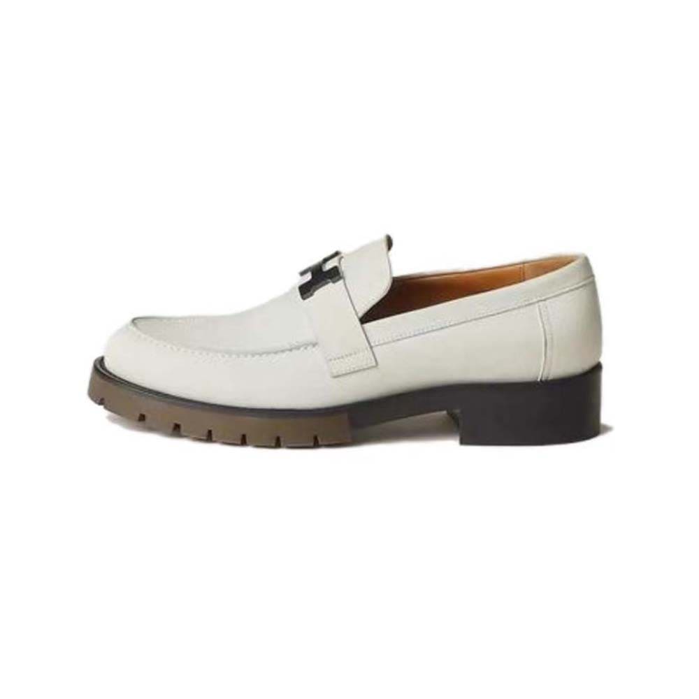 GIÀY HERMES Men Gregoire Loafer in Nubuck-White TOP QUALITY SHOES AAA
