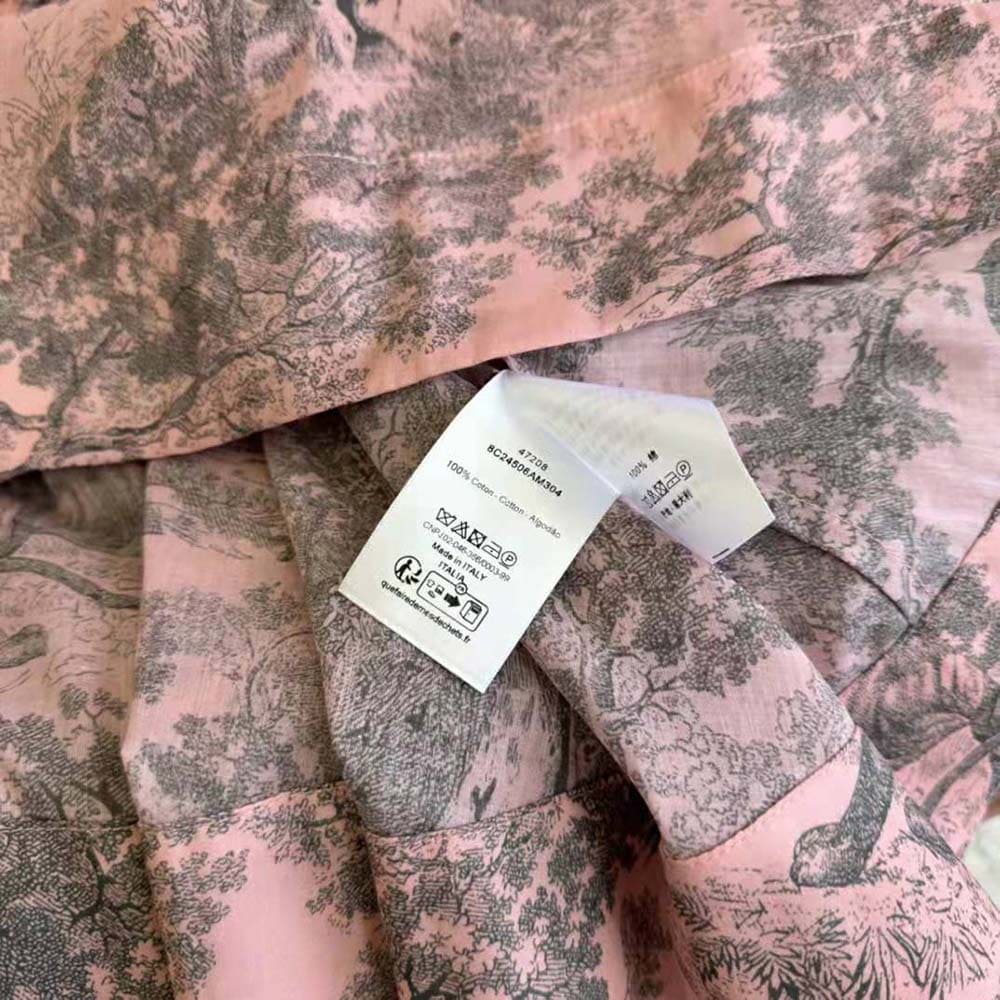 VÁY Dior Women Dioriviera Short Dress Pink and Gray Cotton Muslin