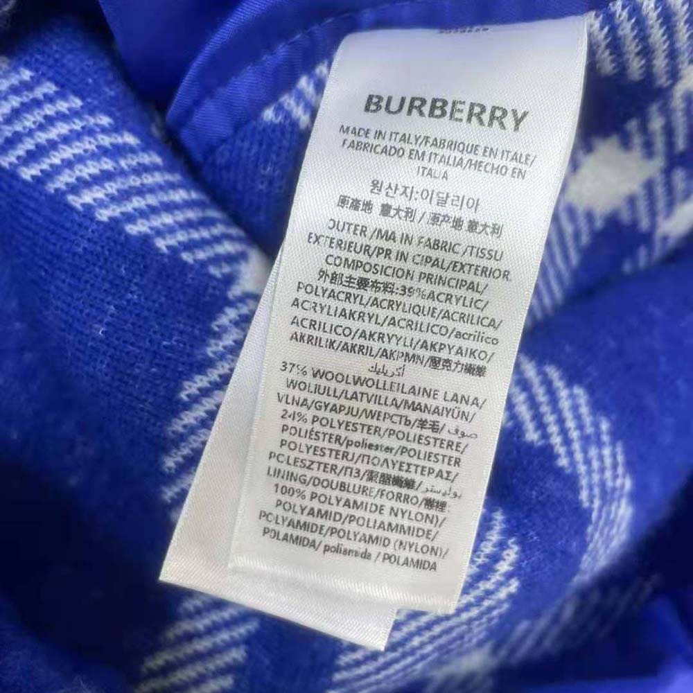 ÁO Burberry Women Check Fleece Hoodie-Blue Unisex