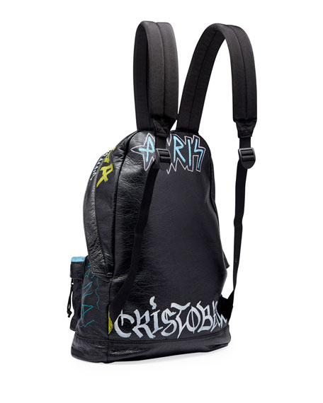 BALO Balenciaga Men's Graffiti Leather Backpack