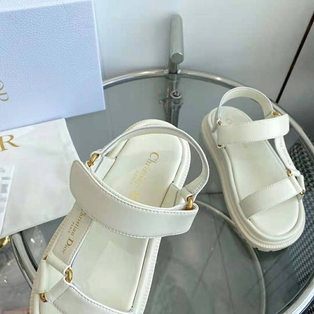 DÉP SANDALS Dior Women D-Wave Sandal White Lambskin