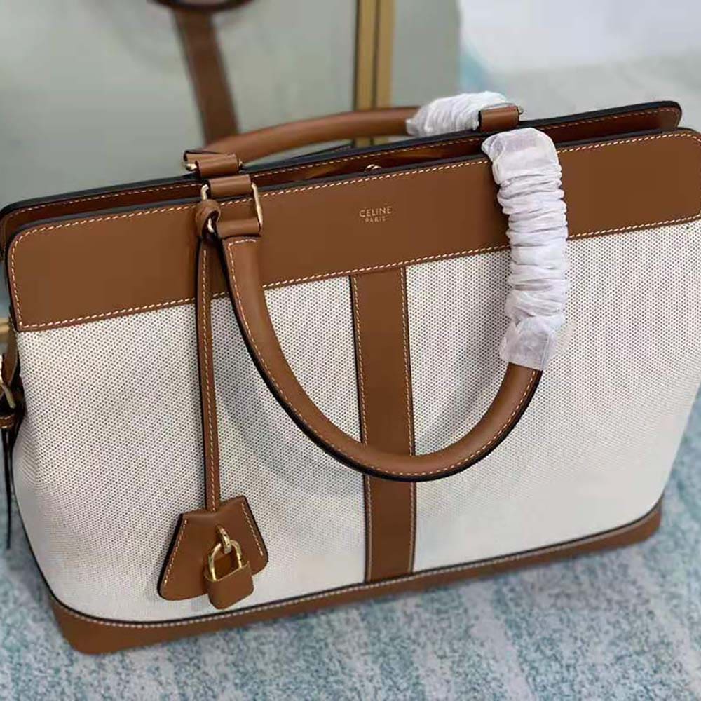 TÚI Celine Women Medium Cabas DE France Bag in Textile and Calfskin