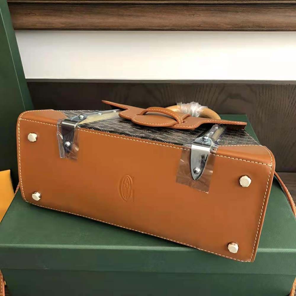 TÚI Goyard Women Sac Saïgon PM in Toile Goyardine & Clamecy Calfskin-Brown