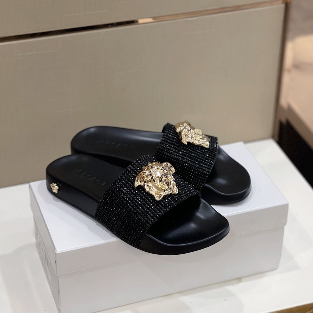 DÉP VERSACE MEDUSA HEAD GLITTER SLIPPER