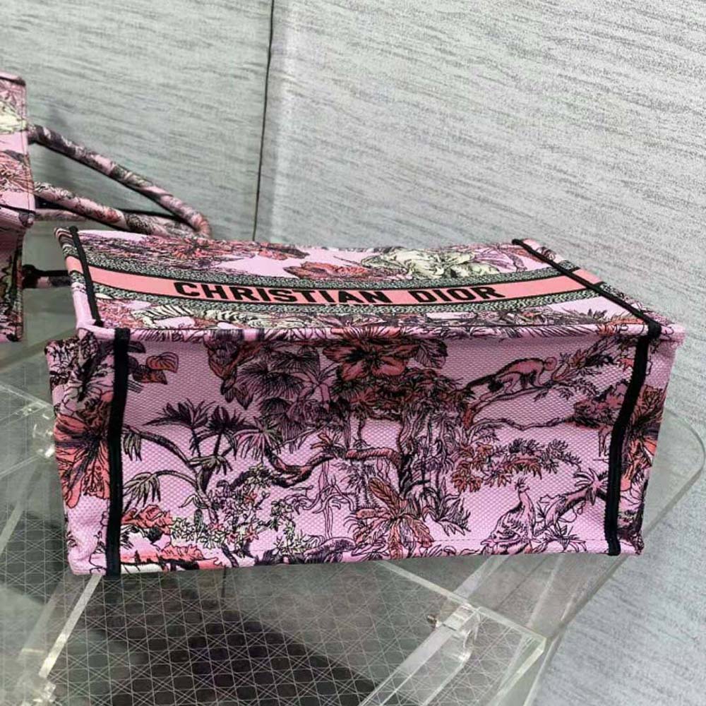 TÚI Dior Women Large Dior Book Tote Pink Multicolor Toile de Jouy Voyage Embroidery