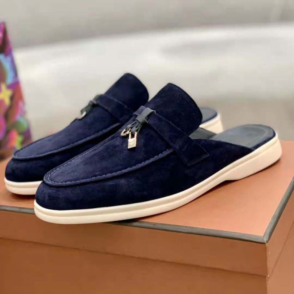 GIÀY LORO PIANA Unisex Babouche Charms Walk-Xanh navy TOP QUALITY SHOES AAA