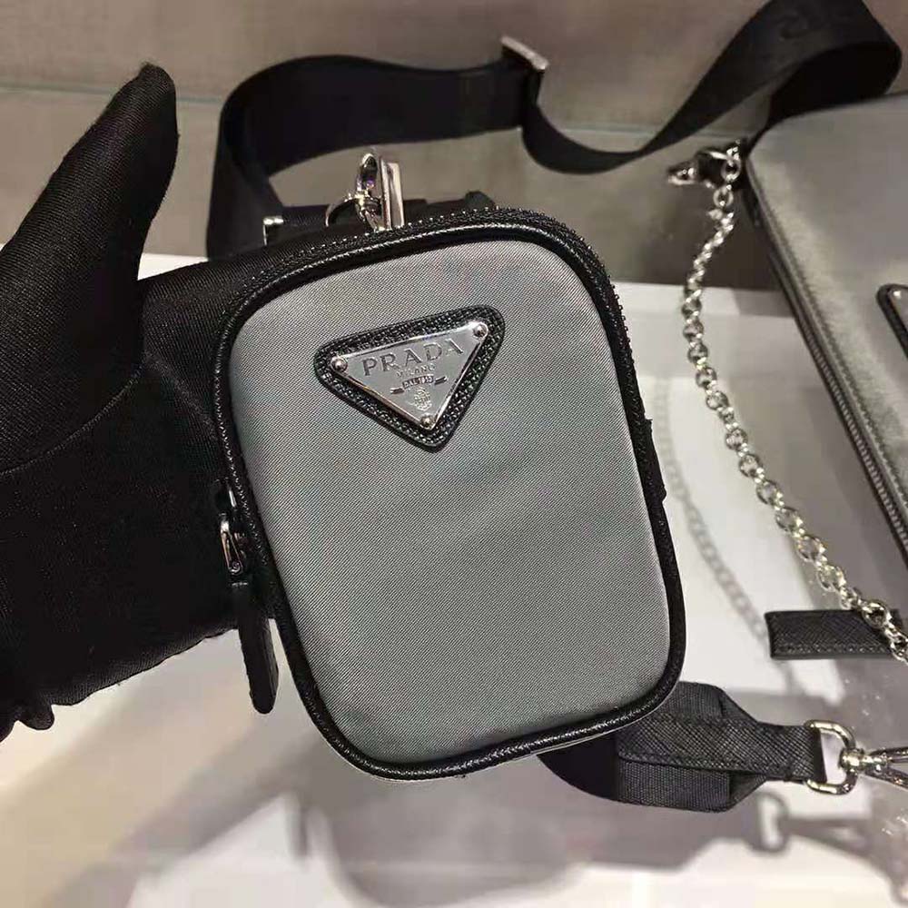 TÚI PRADA Men Nylon and Saffiano Leather Bag with Strap-Black