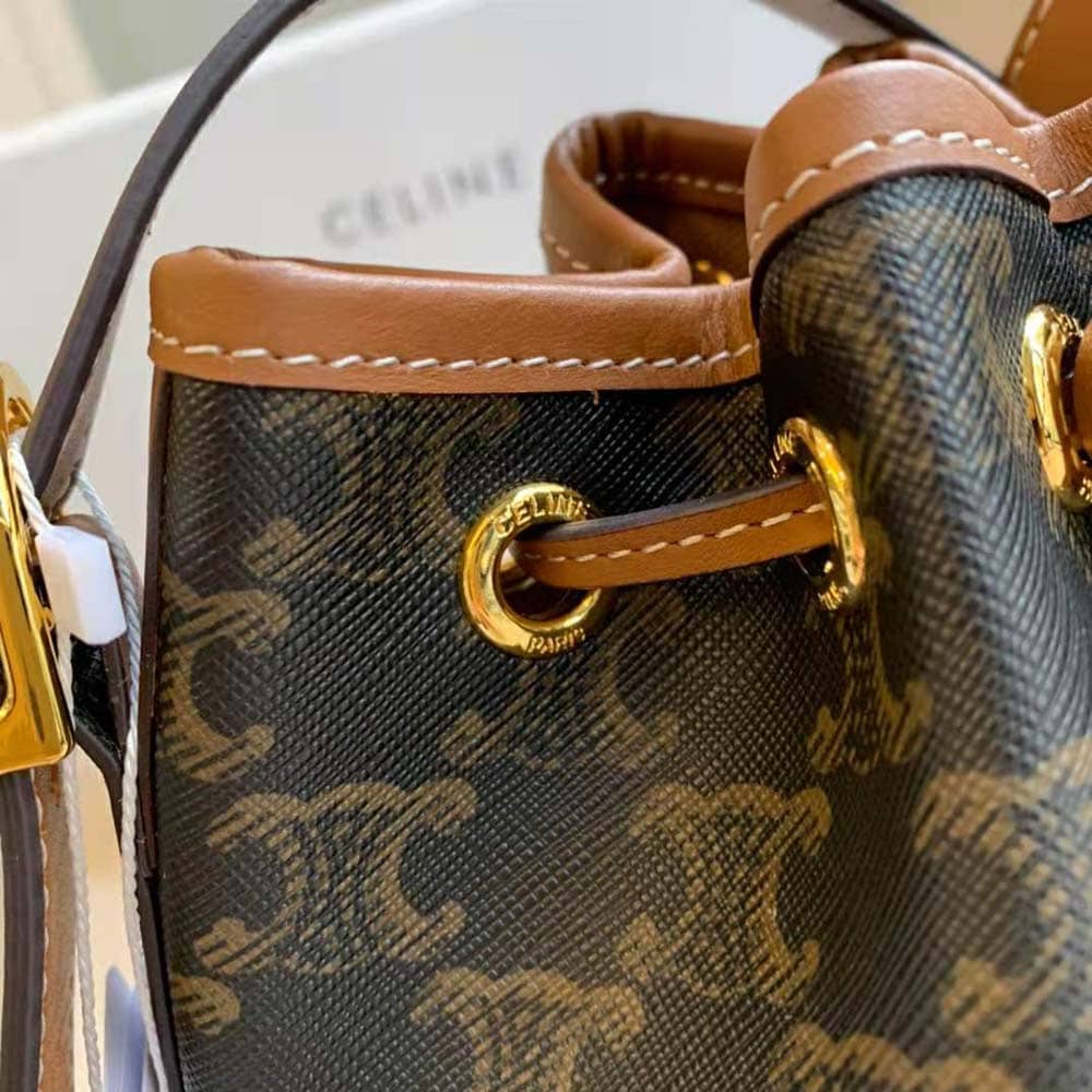 TÚI Celine Women Small Drawstring Bag in Triomphe Canvas