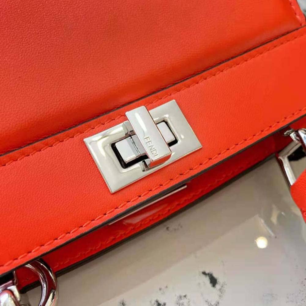 TÚI Fendi Women Peekaboo ISeeU Petite Orange Padded Nappa Leather Bag
