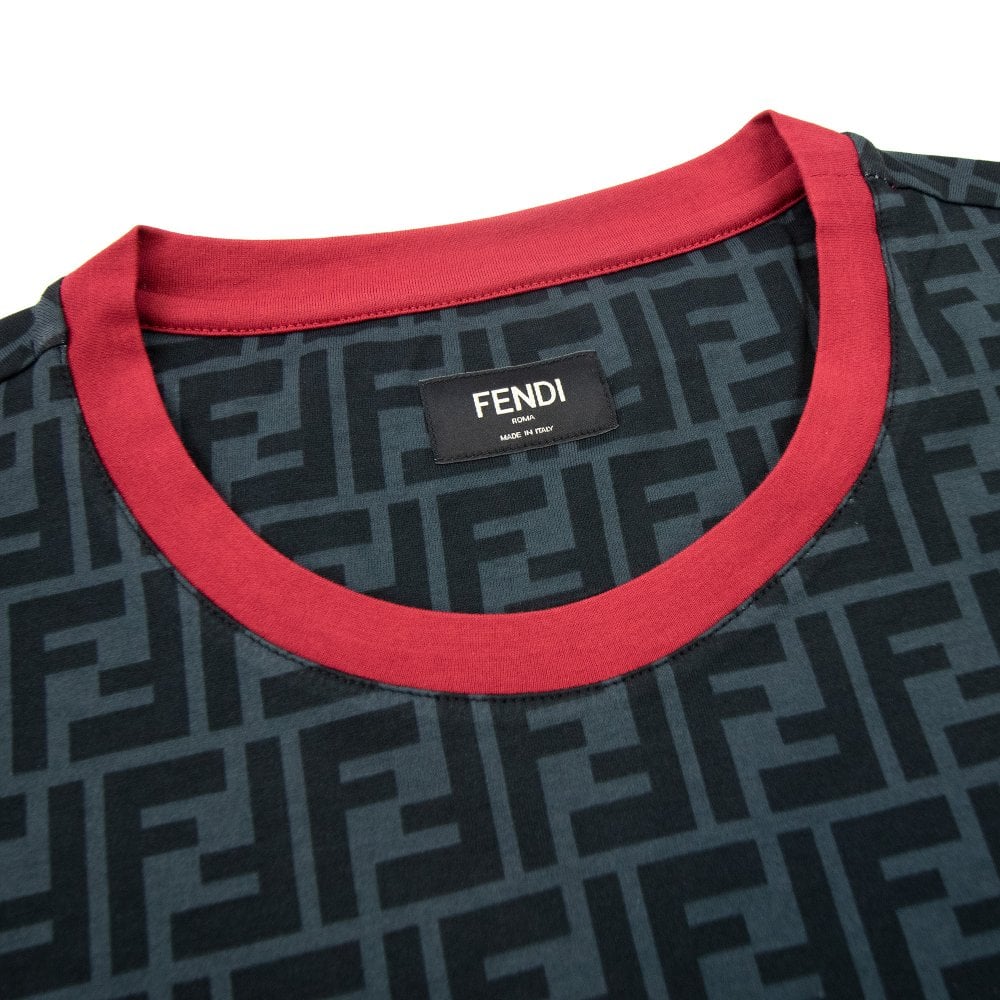 ÁO FENDI FF Logo Print Black Red Polo-Shirt