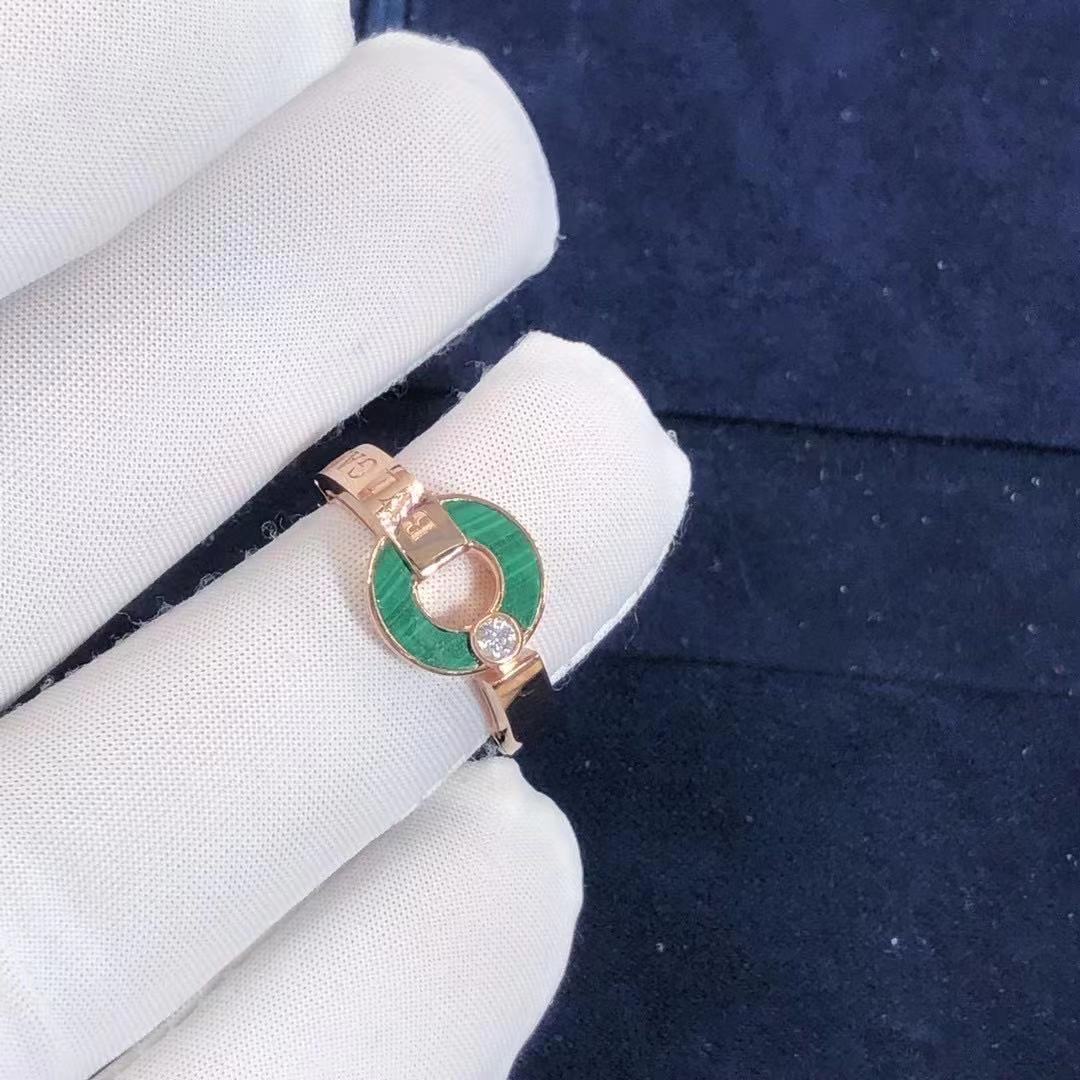 NHẪN BVLGARI rose ring set with malachite 18K