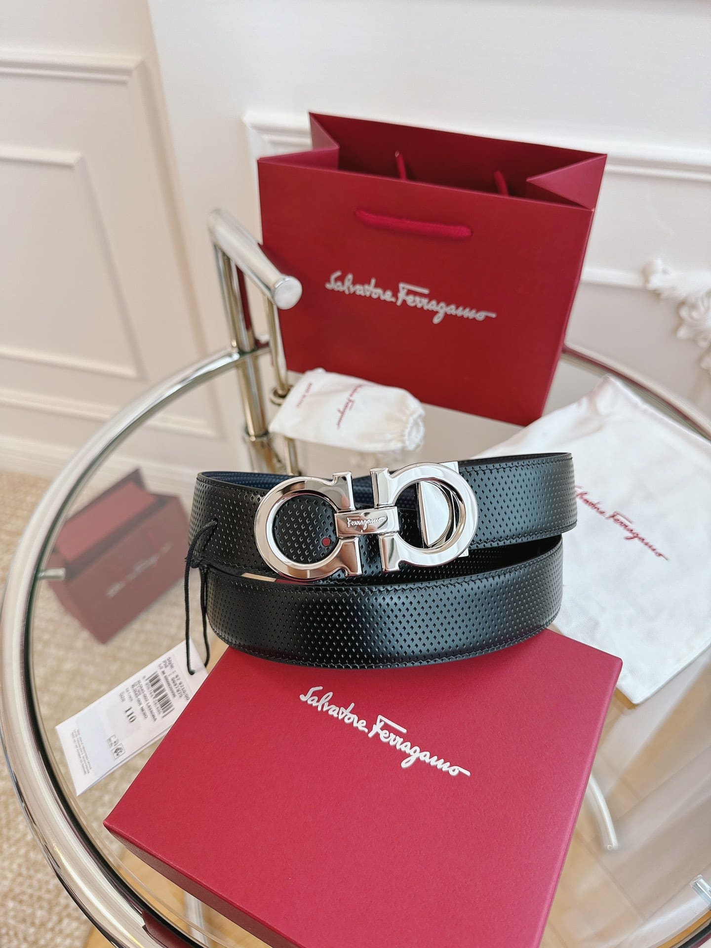 DÂY LƯNG Salvatore Ferragamo Adjustable Gancini Belt Khóa bạc