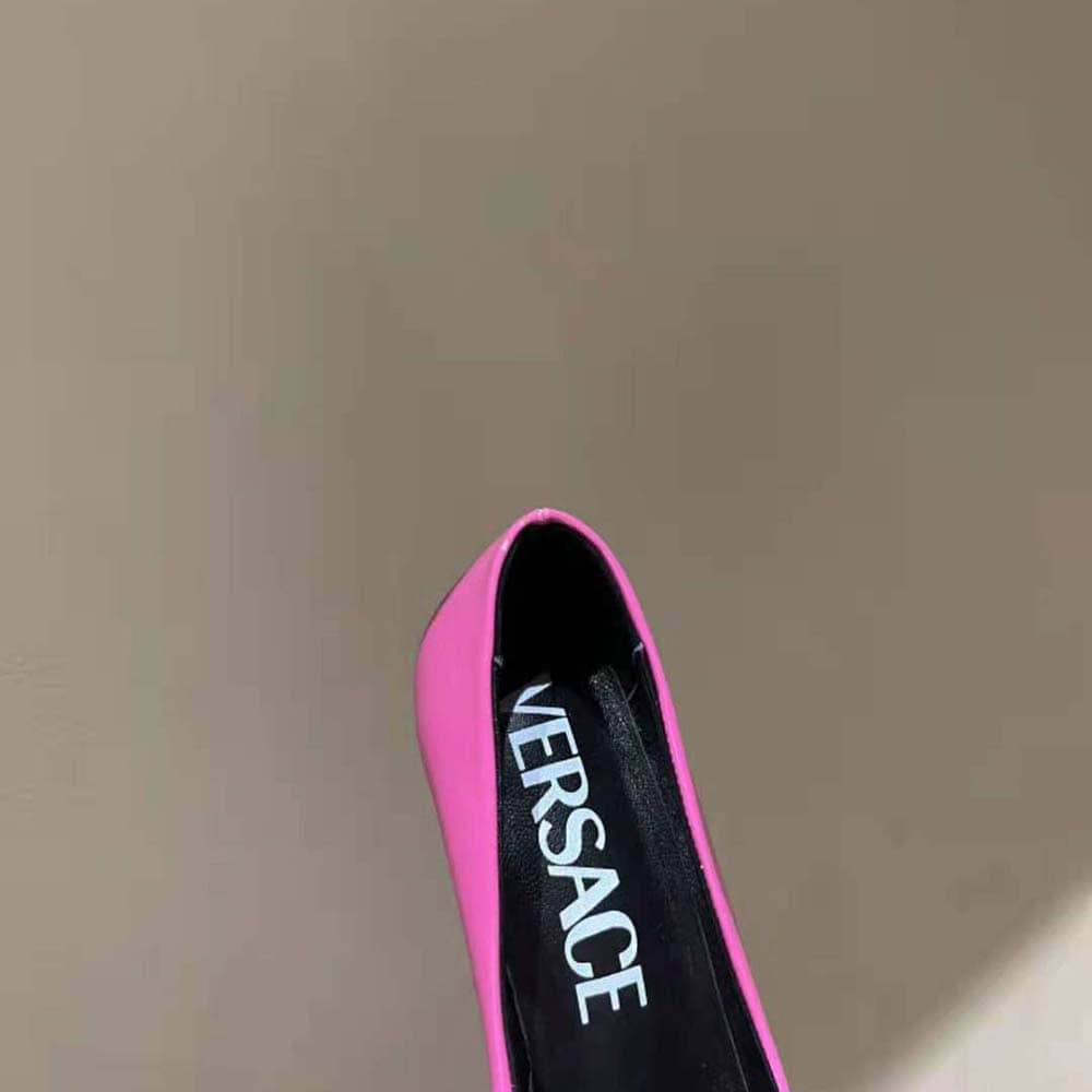 GIÀY Versace Women Pin-Point Pumps Curved High Stiletto Heels-Pink