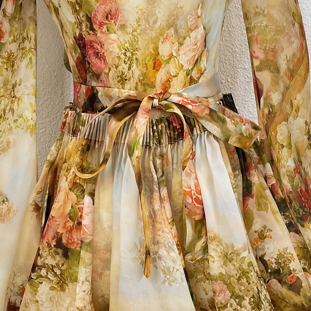 VÁY ZIMMERMANN Vintage Flower Long Sleeve Short Dress High Classy