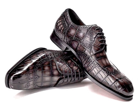 Giày Wingtip vẽ tay Giày Brogues dành cho nam da cá sấu thủ công có 3 màu