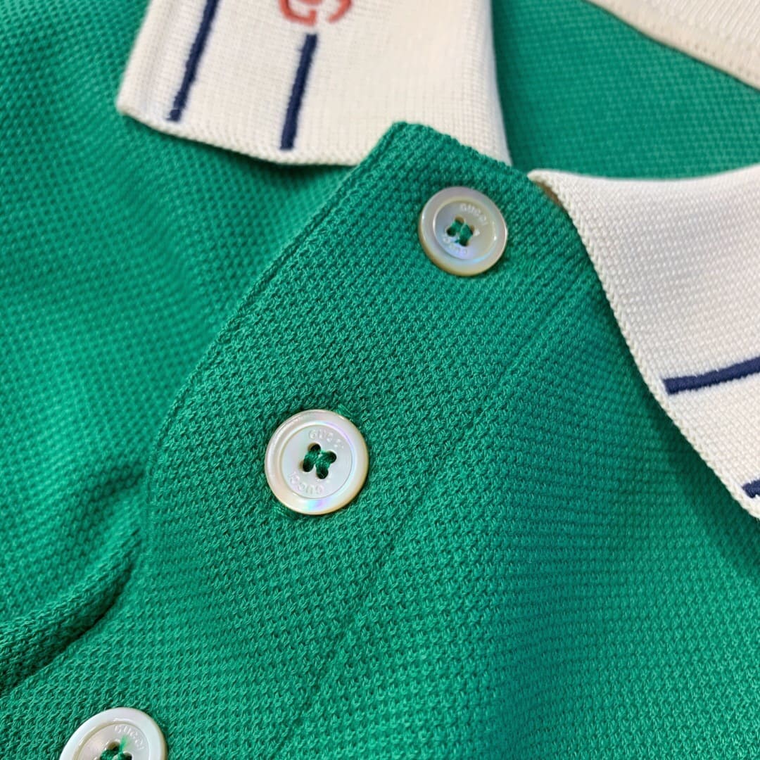 ÁO GUCCI GG POLO SHIRT MÀU XANH TRẮNG UNISEX