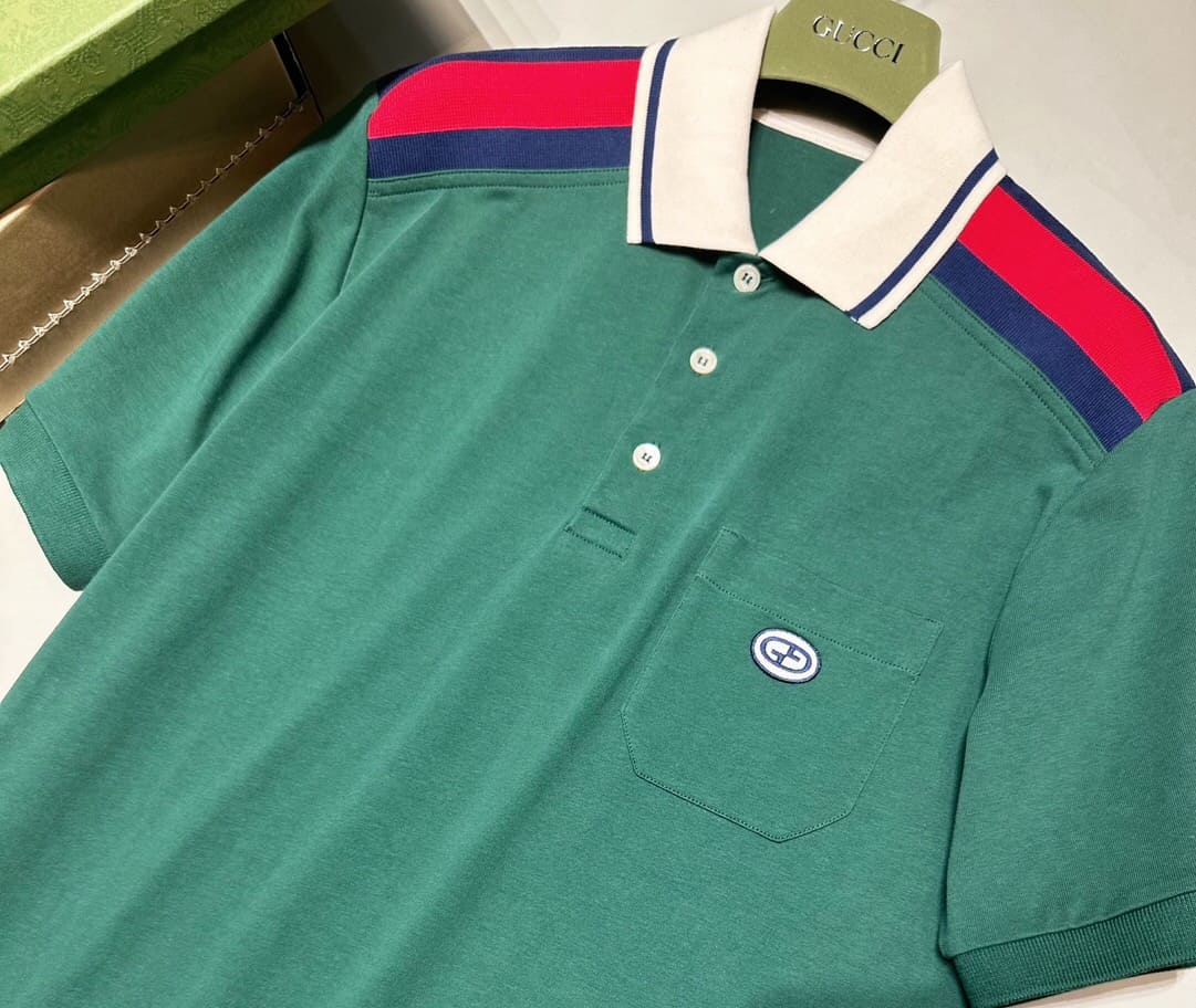 ÁO GUCCI GG POLO SHIRT MÀU XANH LÁ CÂY UNISEX
