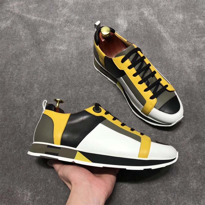 GIÀY HERMES Rebus Sneaker Shoes Black Yellow and Khaki Insert