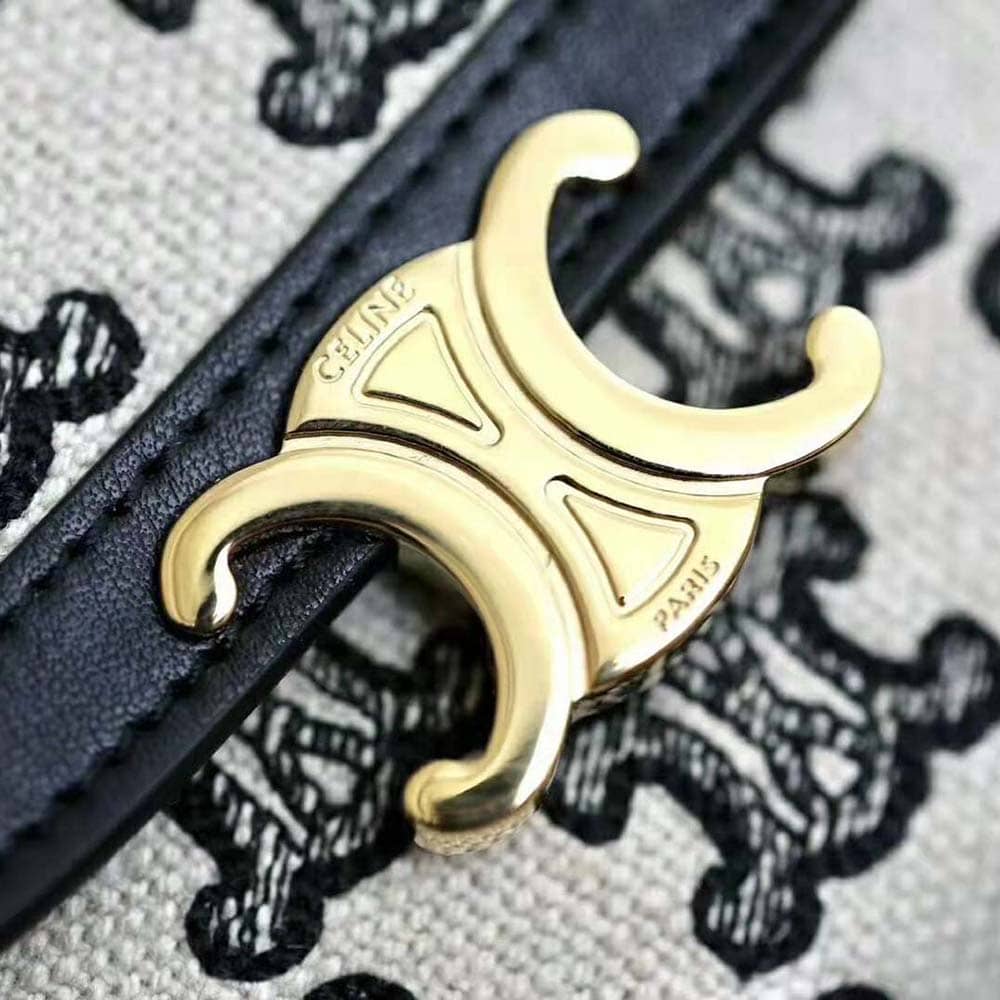 Ví Celine Women Small Triomphe Wallet in Textile with Triomphe Embroidery