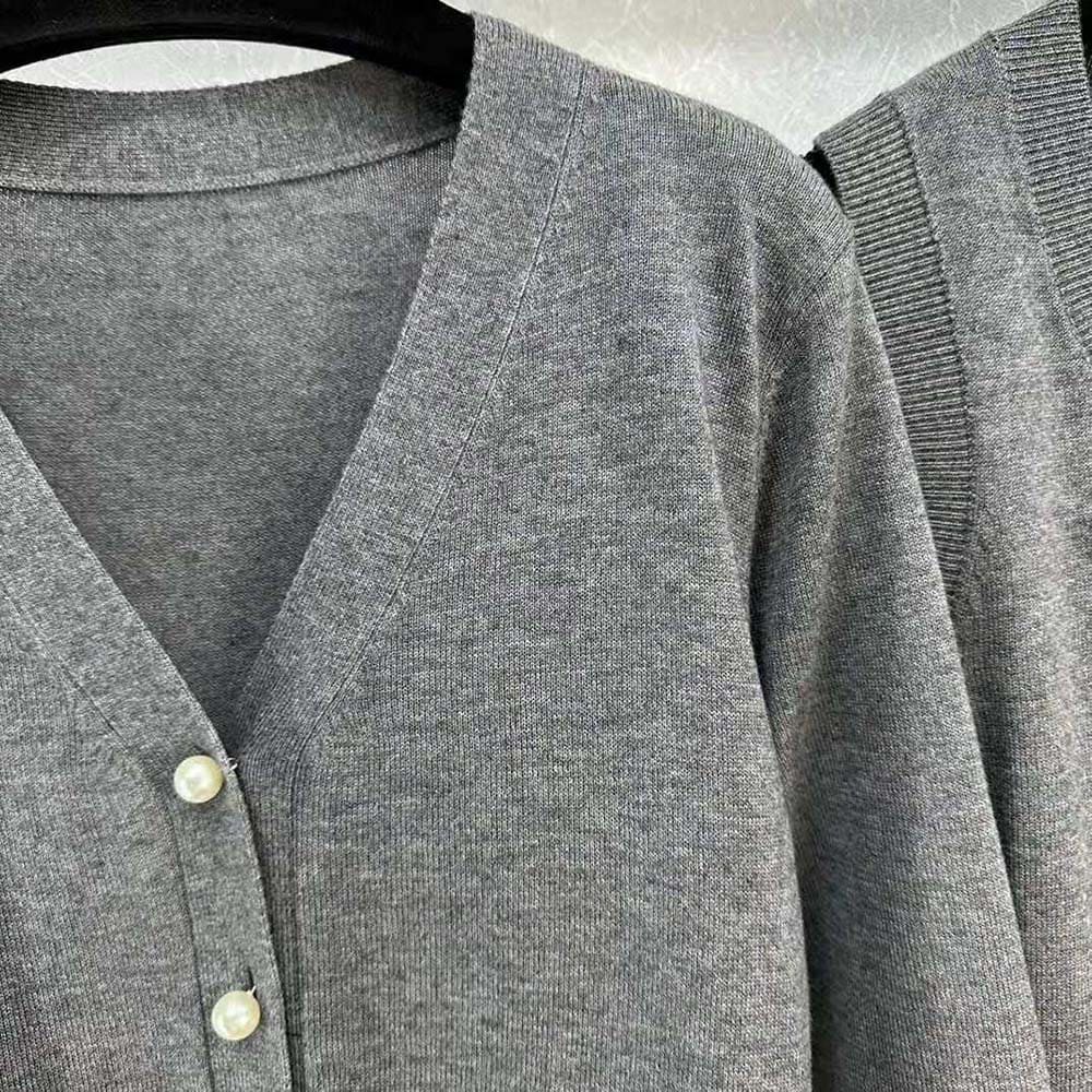 ÁO Dior Women Twin-set Gray Cashmere Knit