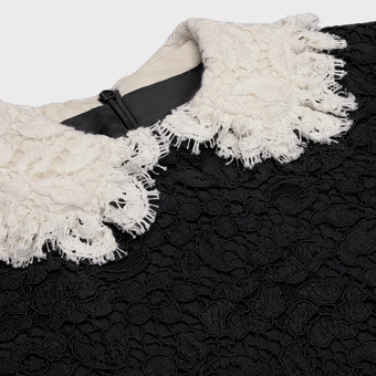 VÁY CELINE TRAPEZE MINI DRESS IN FLORAL GUIPURE BLACK