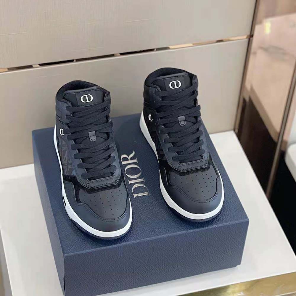 GIÀY DIOR B27 High-Top Sneaker Black Smooth Calfskin and CD Diamond Canvas