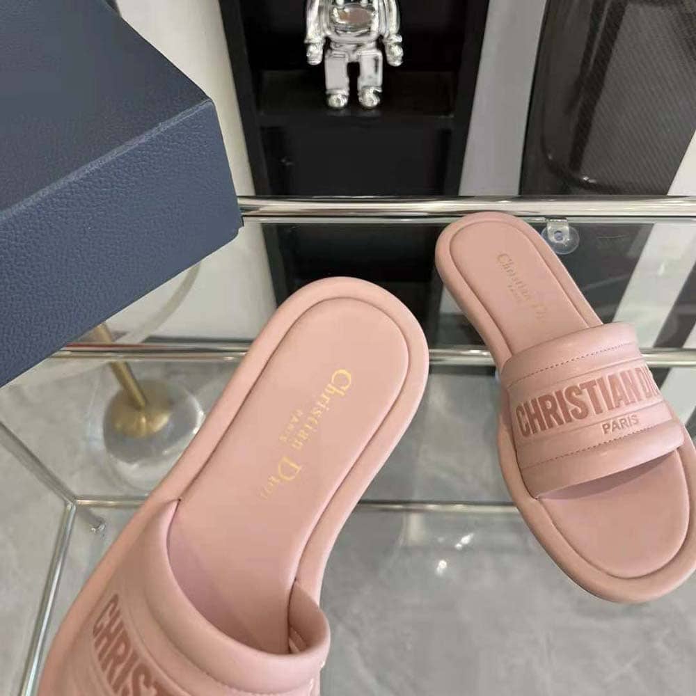 DÉP Dior Women Every-D Slide Pink Embossed Lambskin