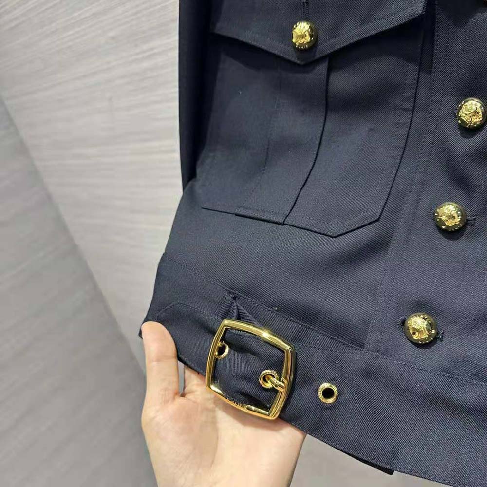 ÁO CELINE Cropped Saharienne Jacket in Diagonal Wool