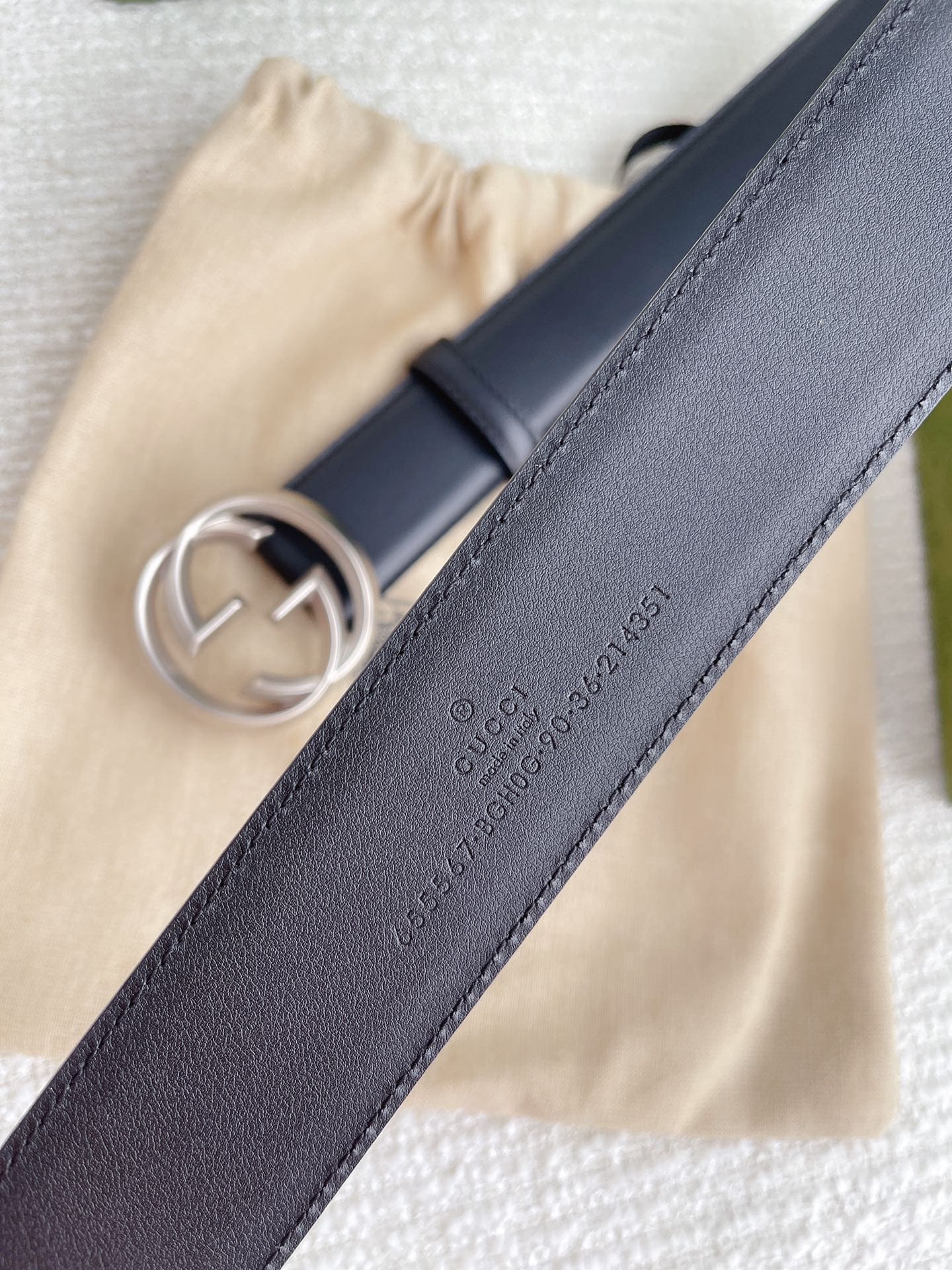 DÂY LƯNG GUCCI GG BLACK CALFSKIN LEATHER Khóa bạc