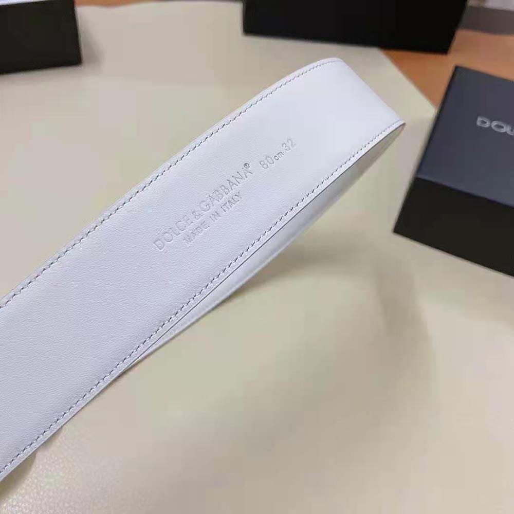 DÂY LƯNG Dolce Gabbana D&G Women Calfskin Belt with DG Logo-White
