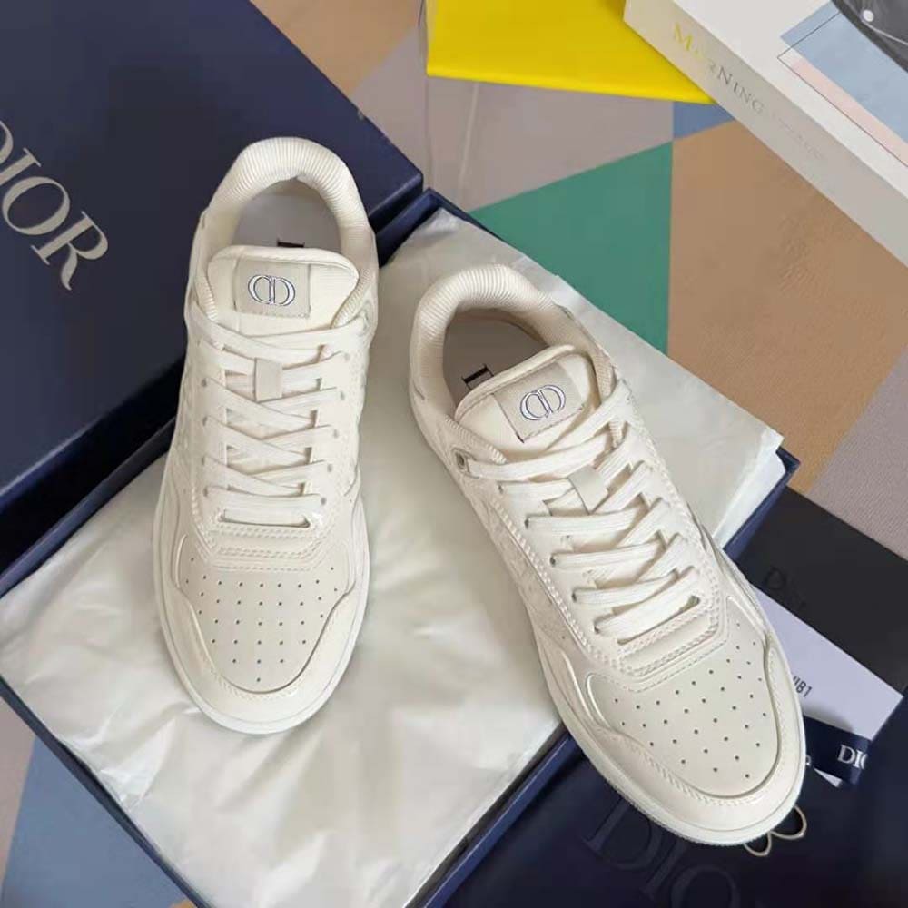 GIÀY DIOR B27 Low-top Sneaker Cream Patent Calfskin and Dior Oblique Gravity Leather