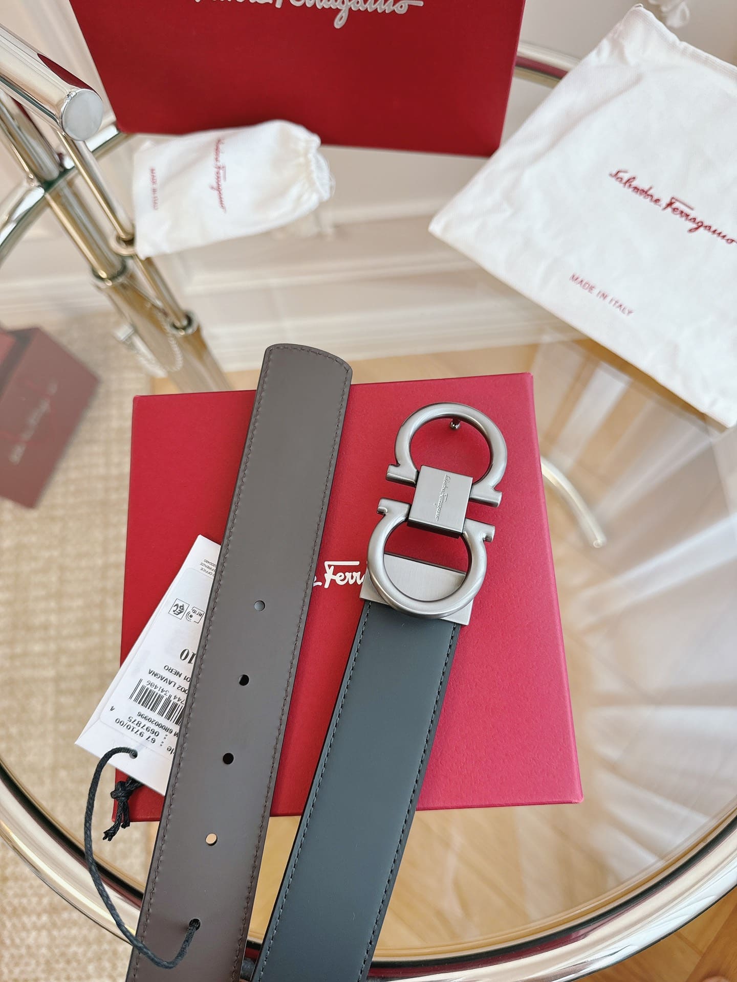 DÂY LƯNG Salvatore Ferragamo Adjustable Gancini Belt Khóa bạc