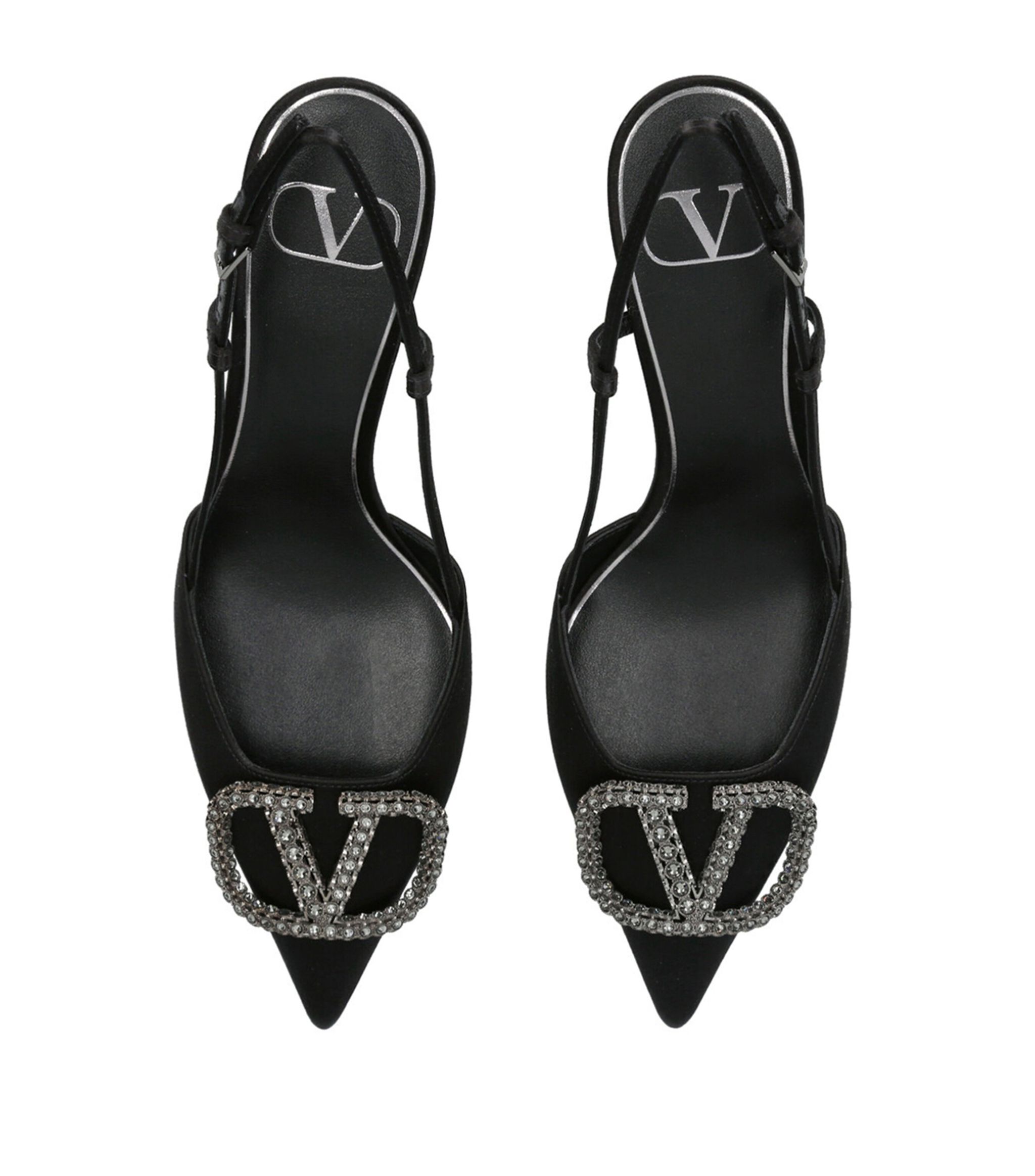 Giày VALENTINO GARAVANI  Satin VLogo Slingback Mules 80