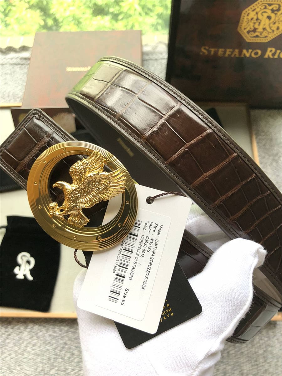 DÂY LƯNG STEFANO RICCI CROCODILE LEATHER DA CÁ SẤU Belt Khóa bạc